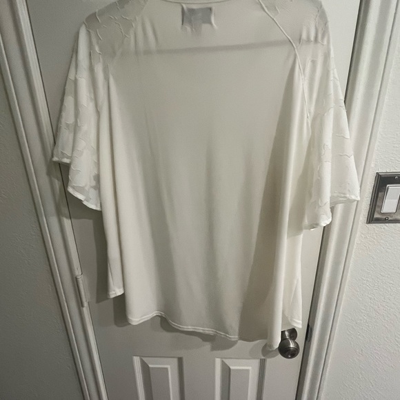 Nordstrom Rack Jacquard Flutter Sleeve Top- Ivory Cloud - 2X - New Without Tags - Picture 4 of 5
